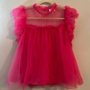 PINK TULLE TOP WITH SHEER TOP AND LINED BOTTOM